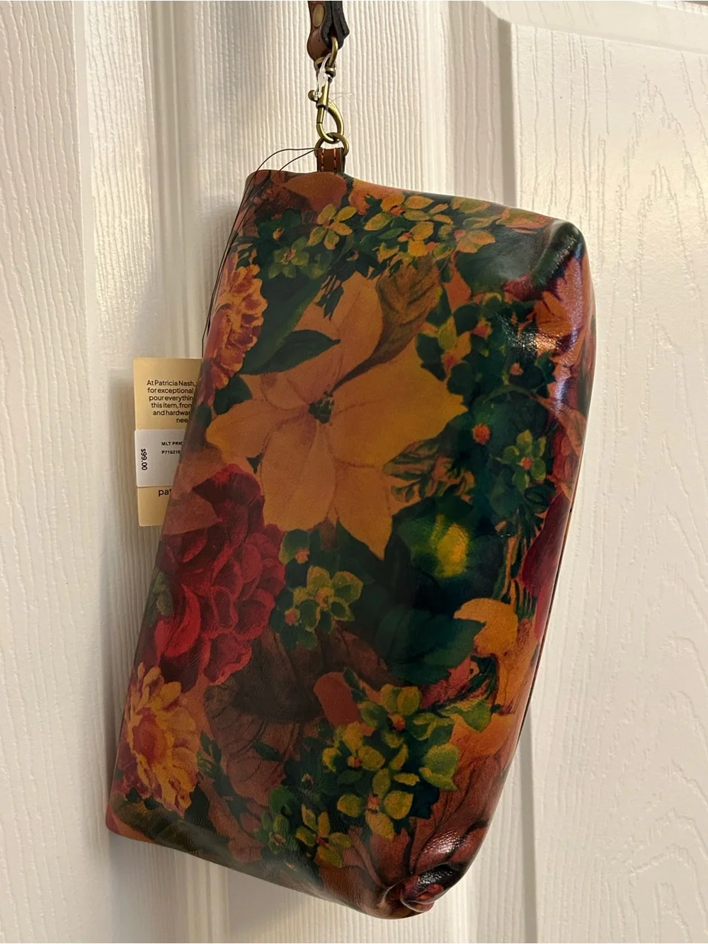Patricia Nash Floral Zip Wristlet in Red, Orange, Green